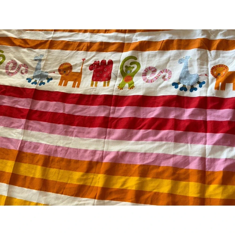 Vintage IKEA Barnslig Rand Animal Stripe Twin Duvet Cover Case 2 PC Orange Pink